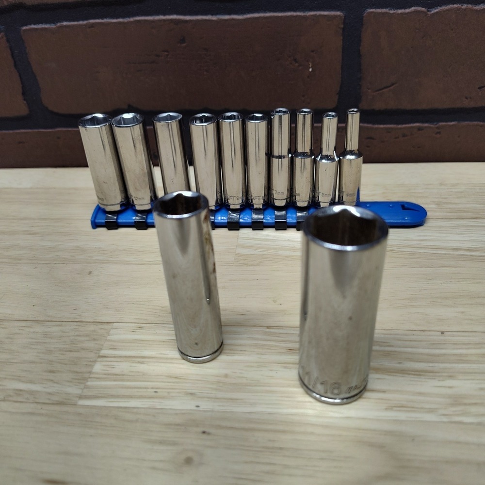Autocraft socket lot  10 1/4 Drive 4-13 mm 2 3/8 Drive 1/2 and 11/16